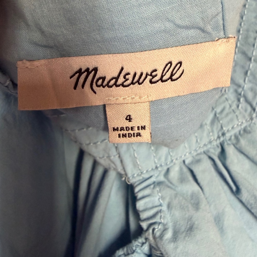 Madewell Dress Cutout Back Empire Midi Blue Cotton Coastal Summer Beach Size 4 - Picture 7 of 9